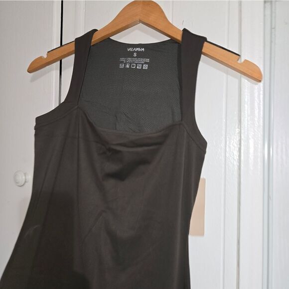 Vilanva Wide Leg flare Jumpsuit Square Neck One Piece Outfit Stretch Rom… small - Picture 2 of 12